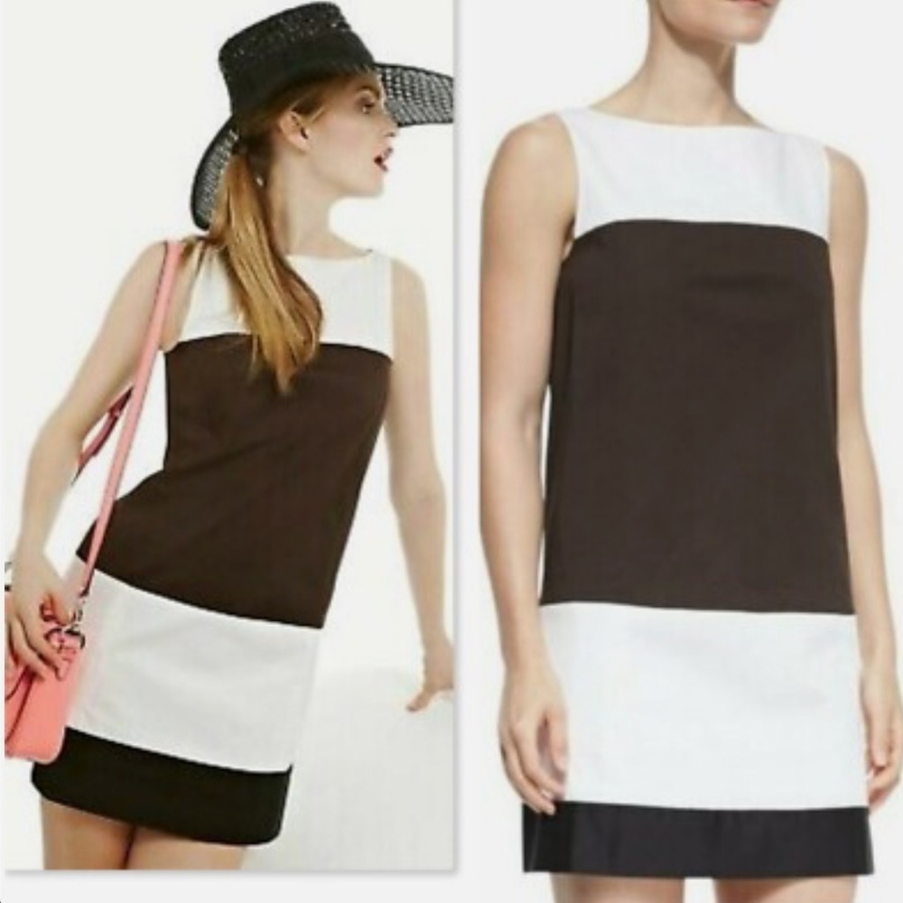 Kate Spade Brown and White Colorblock Shift Dress